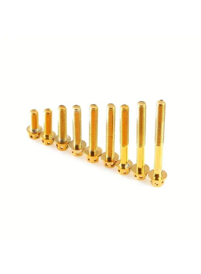 M6x1 25x25mm 10 قطع براغي دراجات نارية برأس سداسي وشفة مطلي بالذهب التيتانيوم من الفولاذ المقاوم للصدأ 304 - Image 1